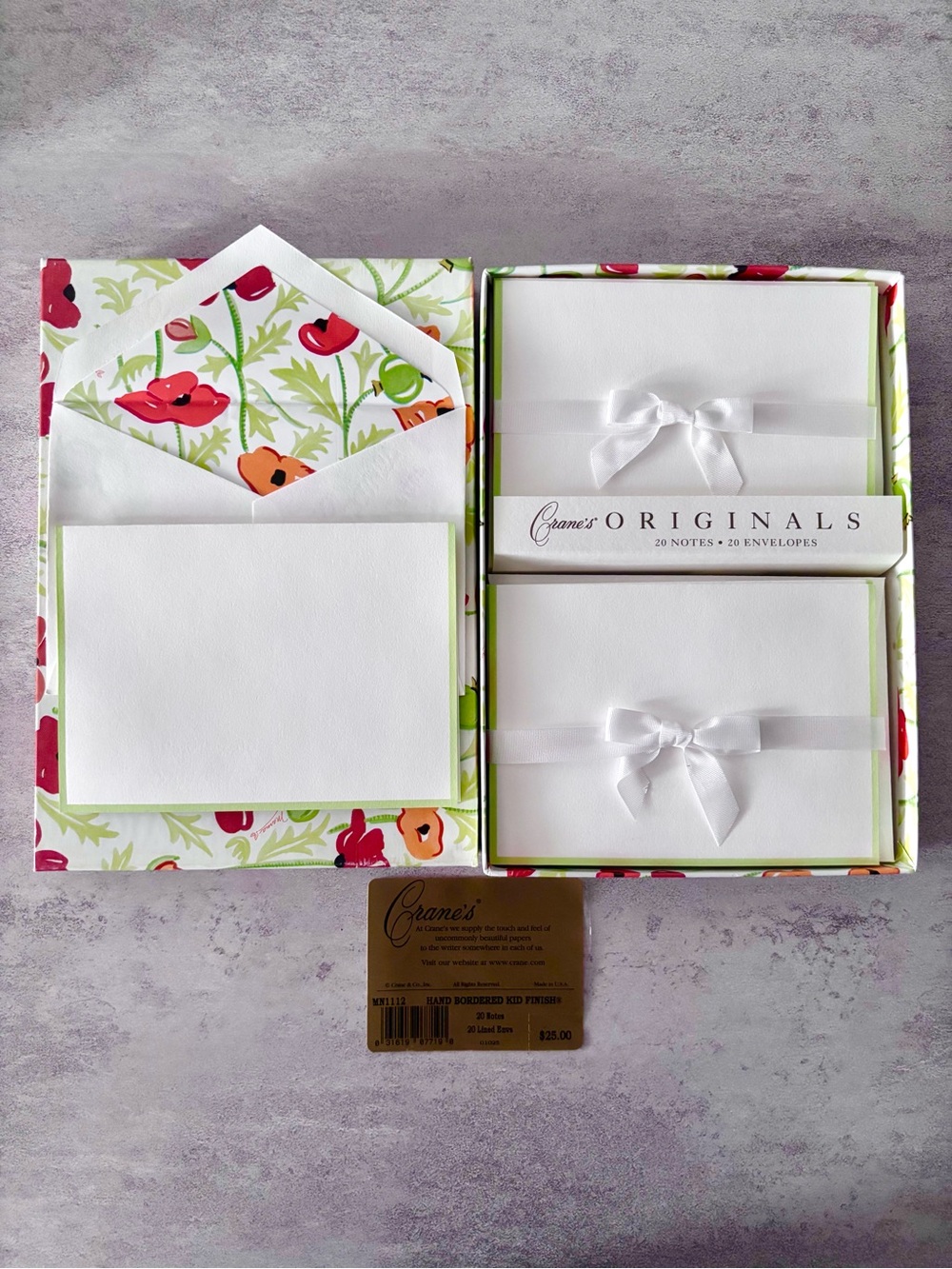 Vintage Crane Poppies Note Card Set